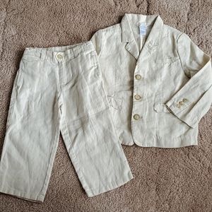 Janie and Jack tan linen suit 2t